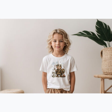 Koszulka „Mały Wojownik Północy” – Wiking z Wilczkiem